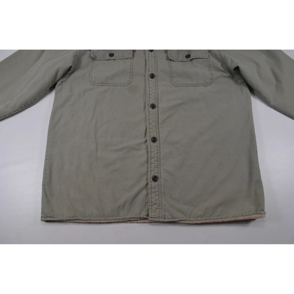 Levis Jacket Mens XL Green Sherpa Lined Shirt Jacket Shacket Workwear‎ spot READ